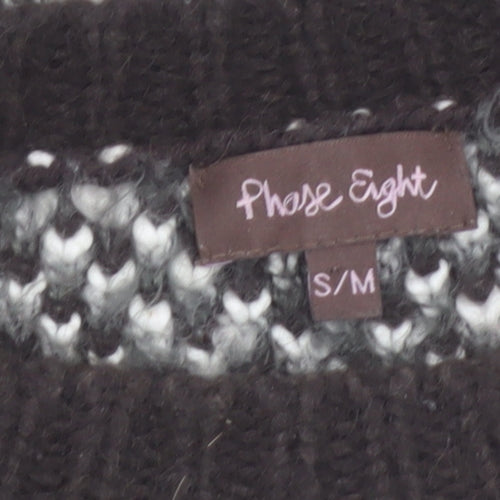 Phase Eight Women's Grey Chunky Knit Check Pullover Jumper S