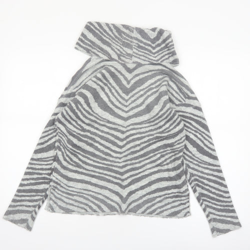 Oasis Women’s Grey Zebra Roll Neck Jumper XS Knit Pullover