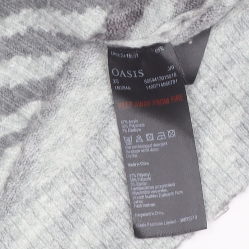 Oasis Women’s Grey Zebra Roll Neck Jumper XS Knit Pullover