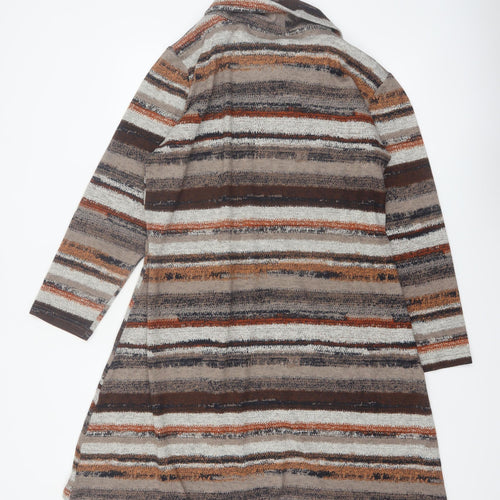 Paco Boutique Women Brown Striped Roll Neck Knit Shift Dress Size 16