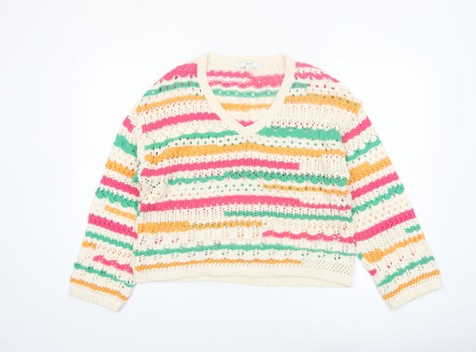 Next Women’s Multicoloured V-Neck Knit Jumper Size M