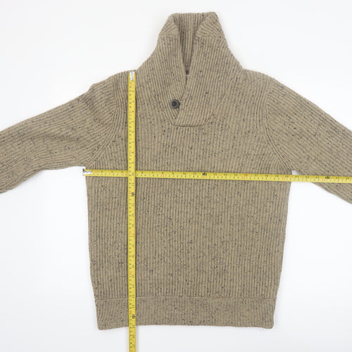 Next Men's Beige Shawl Neck Chunky Knit Pullover Jumper M
