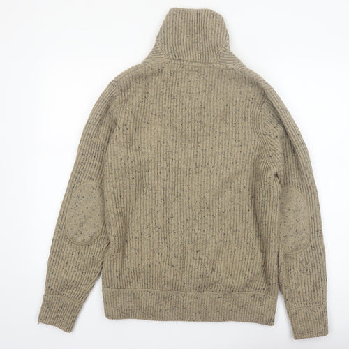 Next Men's Beige Shawl Neck Chunky Knit Pullover Jumper M