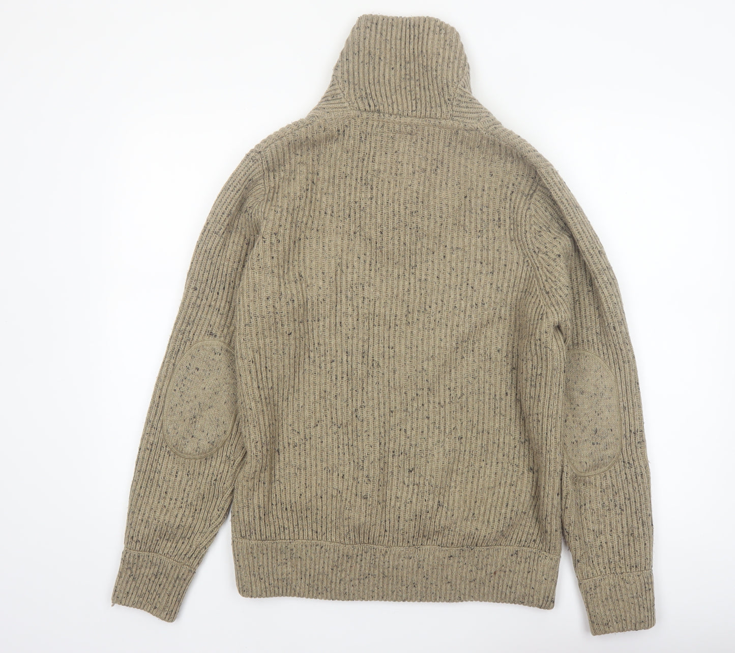 Next Men's Beige Shawl Neck Chunky Knit Pullover Jumper M