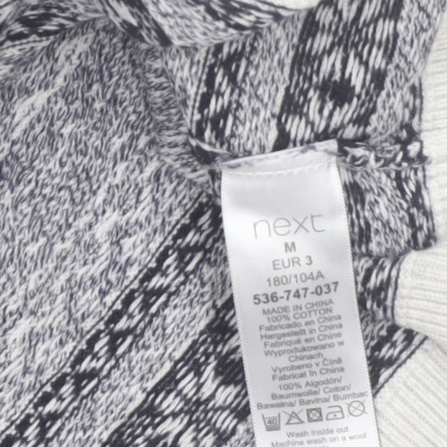 Next Men's Grey Fair Isle Cotton Crew Neck Jumper Size M