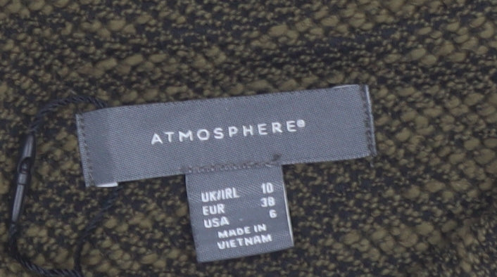 Atmosphere Women’s Khaki Zip-Up Jacket Size 10 Faux Leather Trim
