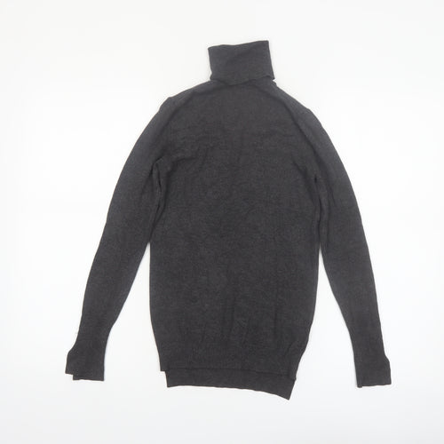Zara Women Grey Roll Neck Knit Jumper Size S Slim Fit