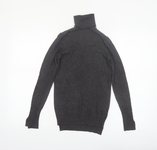 Zara Women Grey Roll Neck Knit Jumper Size S Slim Fit