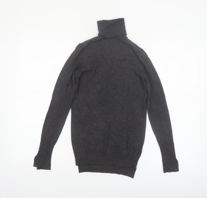 Zara Women Grey Roll Neck Knit Jumper Size S Slim Fit