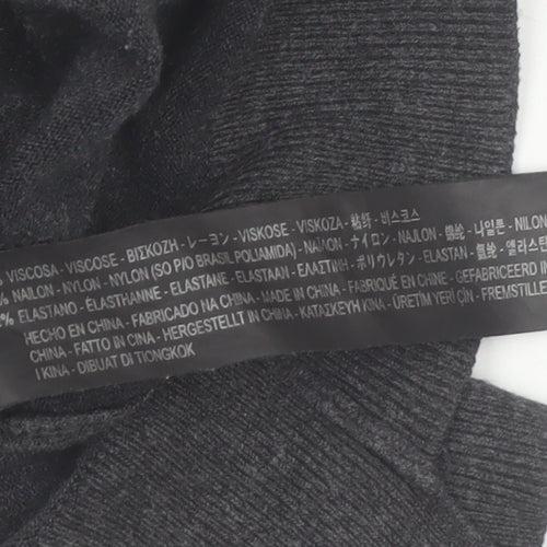 Zara Women Grey Roll Neck Knit Jumper Size S Slim Fit