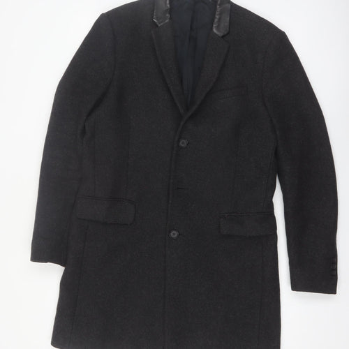 The Kooples Men's Black Wool Blend Slim Fit Overcoat Size 48