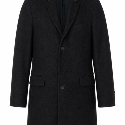 The Kooples Men's Black Wool Blend Slim Fit Overcoat Size 48
