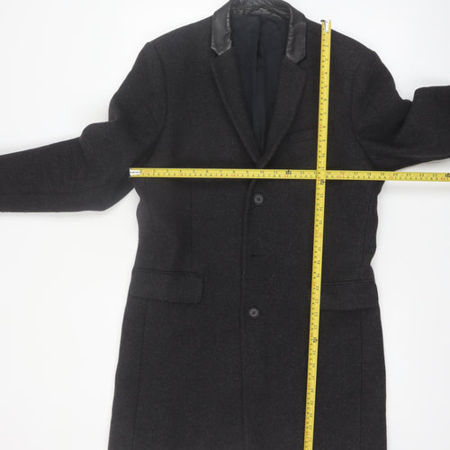 The Kooples Men's Black Wool Blend Slim Fit Overcoat Size 48