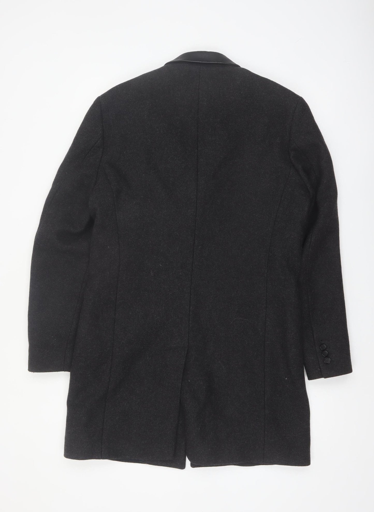 The Kooples Men's Black Wool Blend Slim Fit Overcoat Size 48