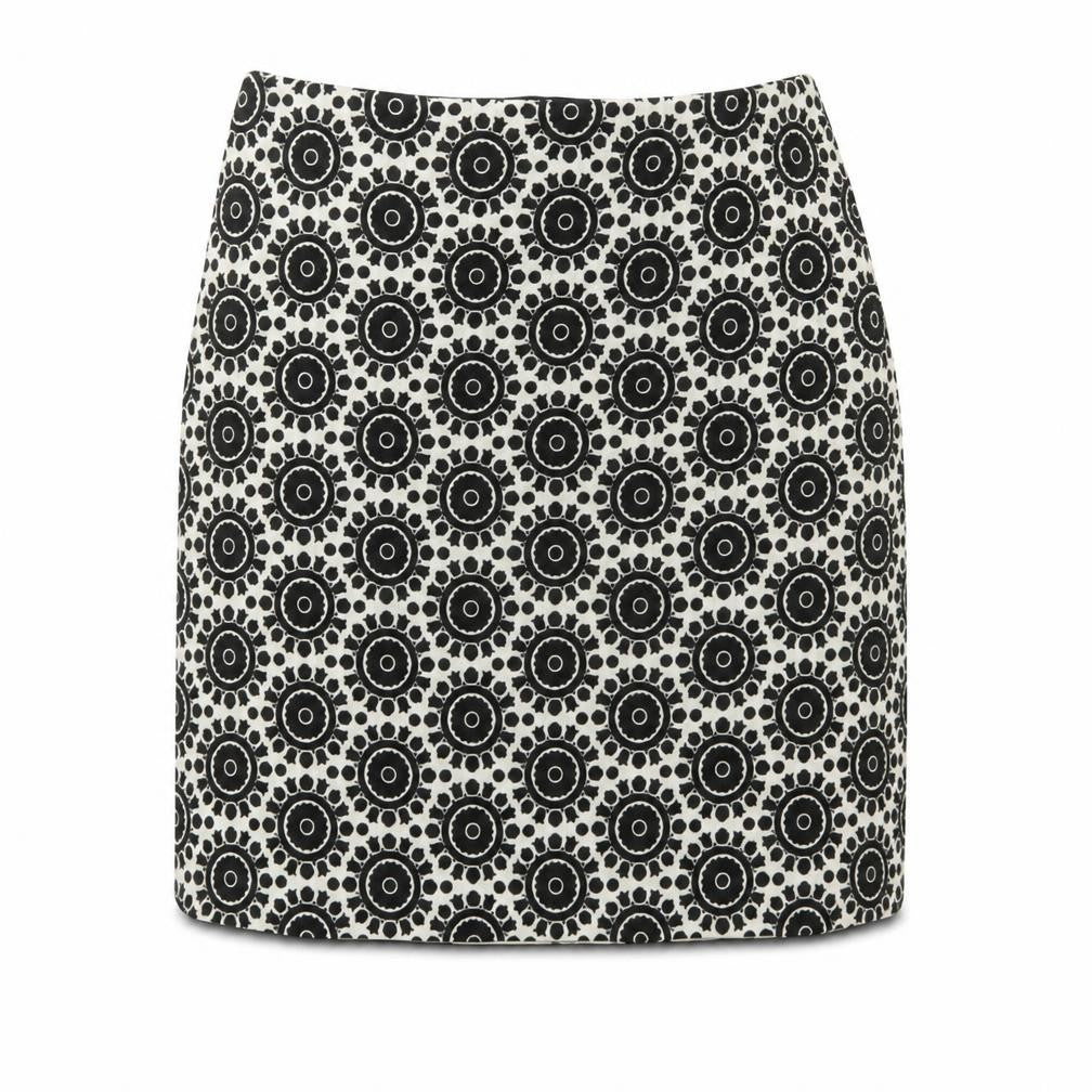 Front view of Marks & Spencer Women's Black Geometric Pencil Skirt, size 10