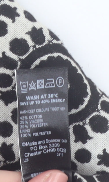Marks and Spencer Women's Black Geometric Pencil Skirt Size 10
