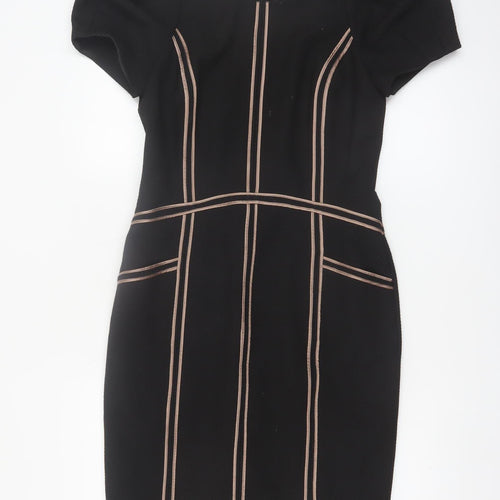 Bastyan Women’s Black Size 12 Sheath Work Dress with Puff Sleeves