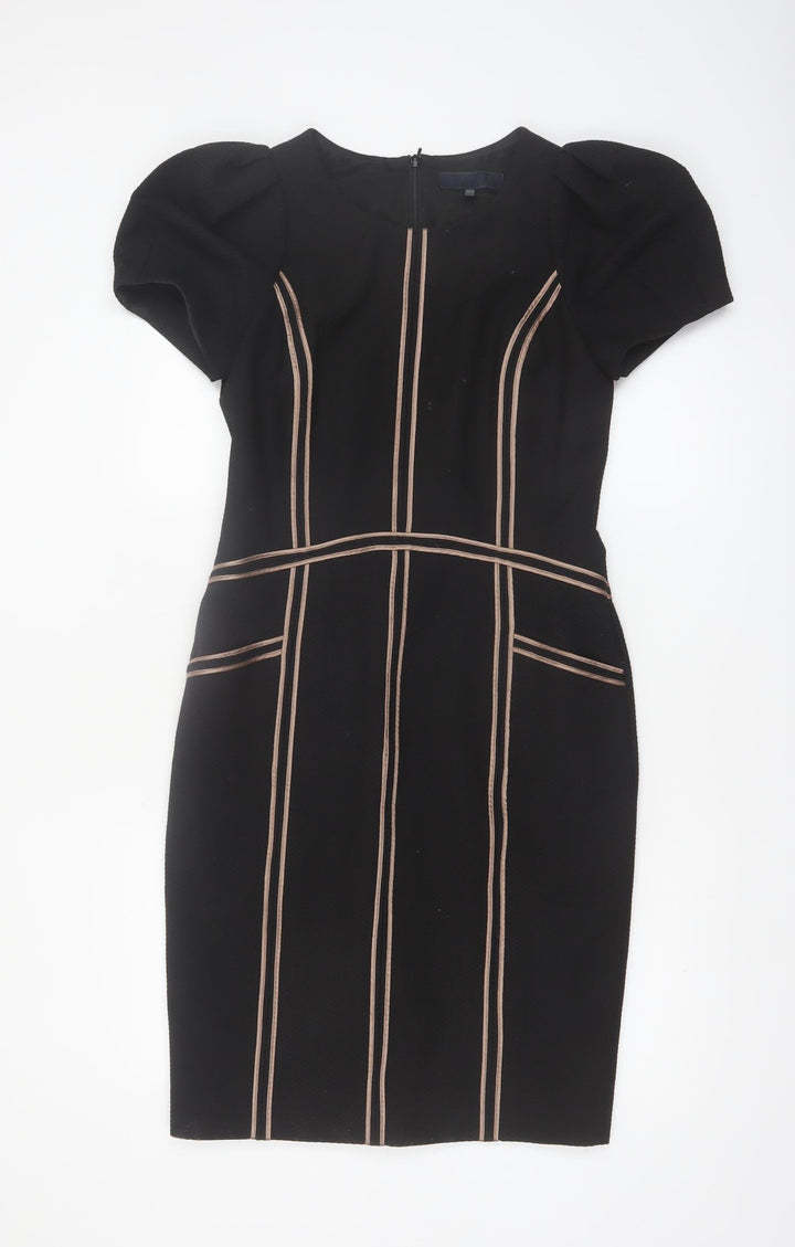 Bastyan Women’s Black Size 12 Sheath Work Dress with Puff Sleeves