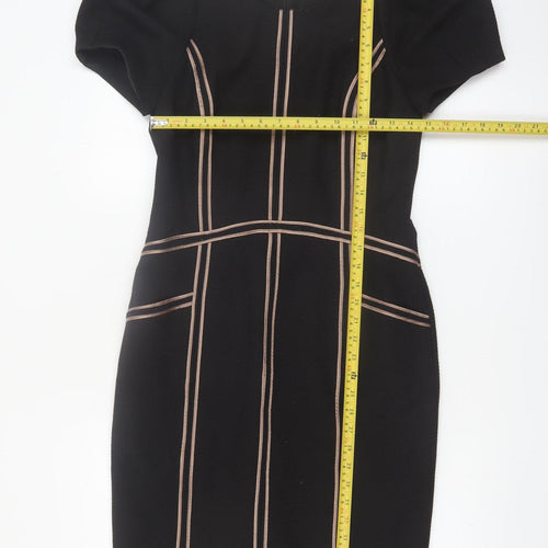Bastyan Women’s Black Size 12 Sheath Work Dress with Puff Sleeves