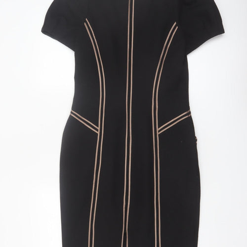 Bastyan Women’s Black Size 12 Sheath Work Dress with Puff Sleeves