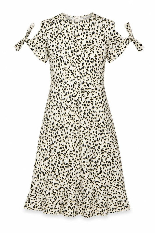 Front view of Wednesday's Girl Women's Multicoloured XS A-Line Animal Print Dress