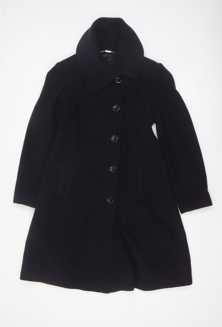 Laura Ashley Women's Navy Wool Cashmere Blend Long Coat UK 12