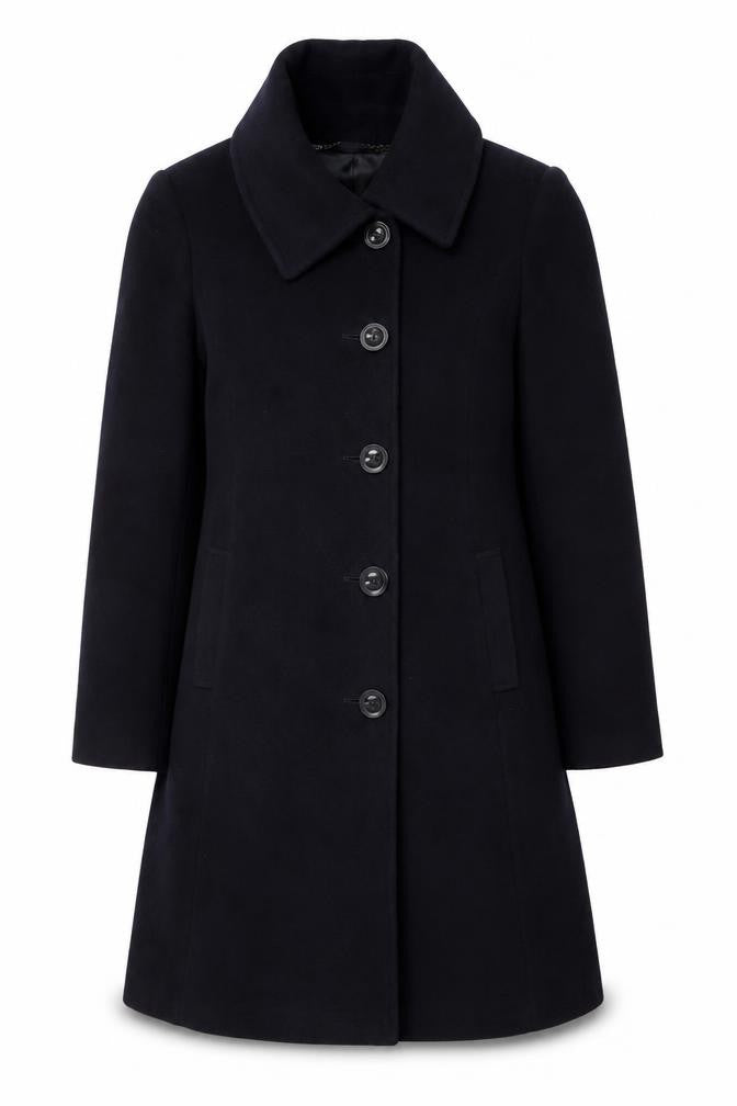 Laura Ashley Women's Navy Wool Cashmere Blend Long Coat UK 12