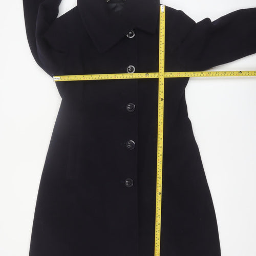 Laura Ashley Women's Navy Wool Cashmere Blend Long Coat UK 12