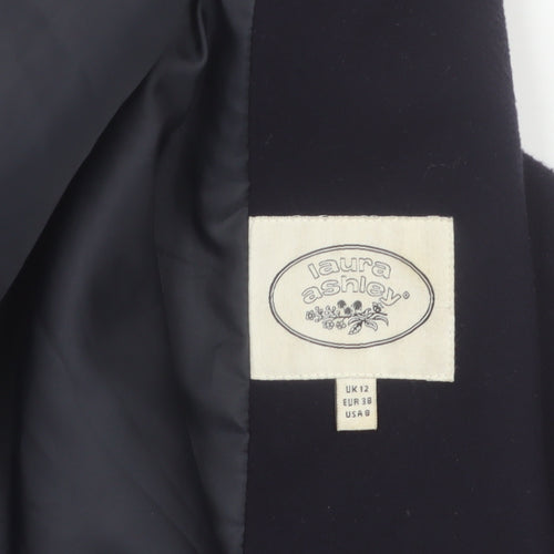 Laura Ashley Women's Navy Wool Cashmere Blend Long Coat UK 12