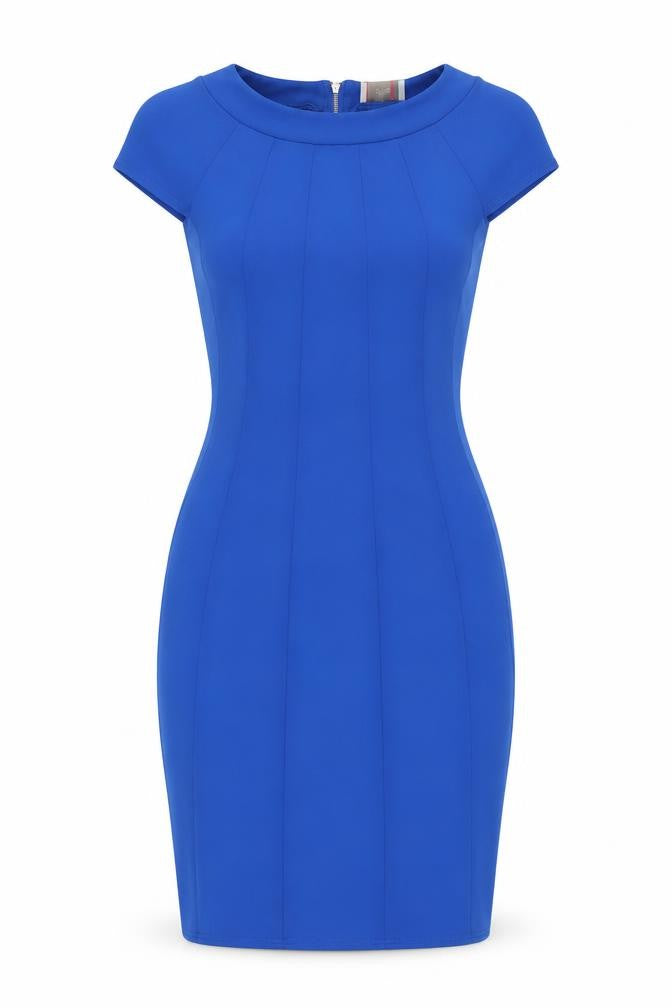 Front view of Almari Women's Blue Bodycon Knee Length Dress, size 10