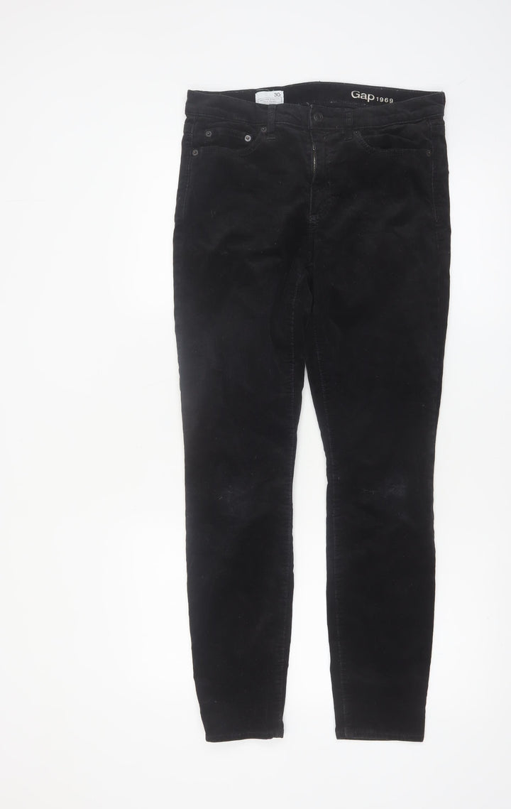 Gap 1969 Women Black Skinny Corduroy Trousers Size 12R