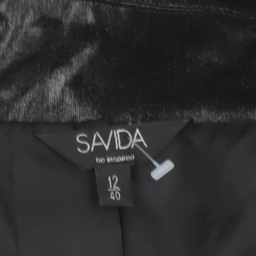 Savida Women's Black Trench Coat Size 12 Mid-Length Belted