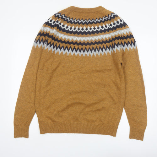 Next Men's Brown Fair Isle Pullover Jumper Wool Blend Size M