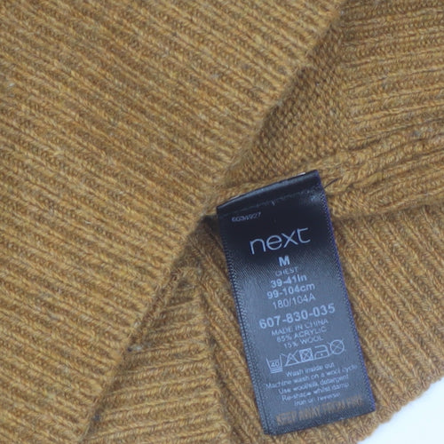 Next Men's Brown Fair Isle Pullover Jumper Wool Blend Size M