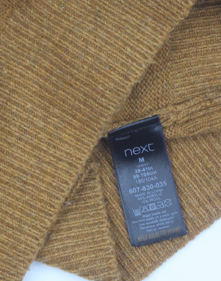 Next Men's Brown Fair Isle Pullover Jumper Wool Blend Size M