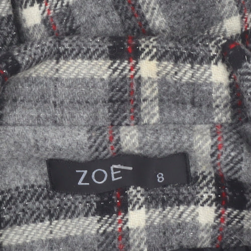Zoe Women’s Grey Check Wool Blend Belted Blazer Coat Size 8