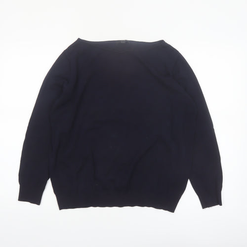 COS Womens Black Cotton Boat Neck Long Sleeve Pullover Jumper Size 12