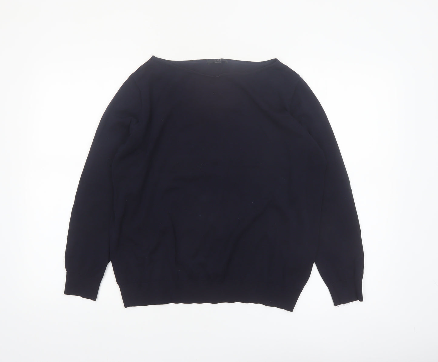 COS Womens Black Cotton Boat Neck Long Sleeve Pullover Jumper Size 12