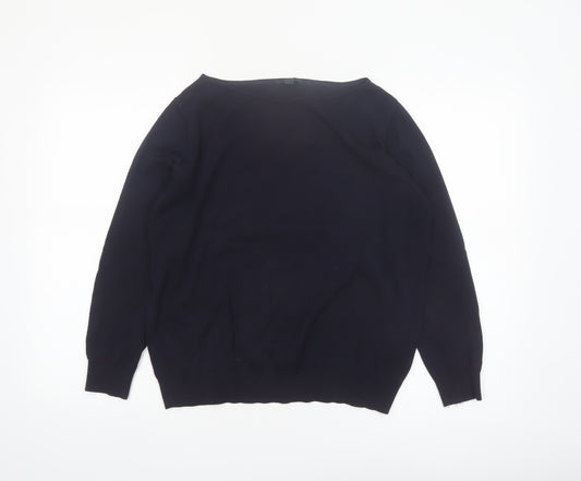 COS Womens Black Cotton Boat Neck Long Sleeve Pullover Jumper Size 12