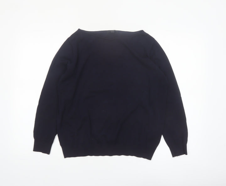 COS Womens Black Cotton Boat Neck Long Sleeve Pullover Jumper Size 12