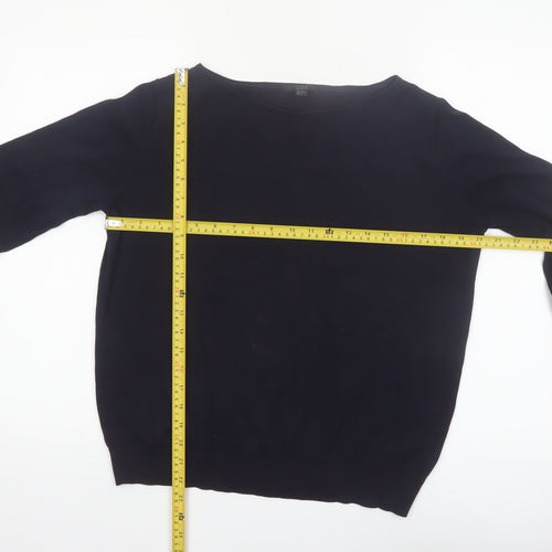 COS Womens Black Cotton Boat Neck Long Sleeve Pullover Jumper Size 12