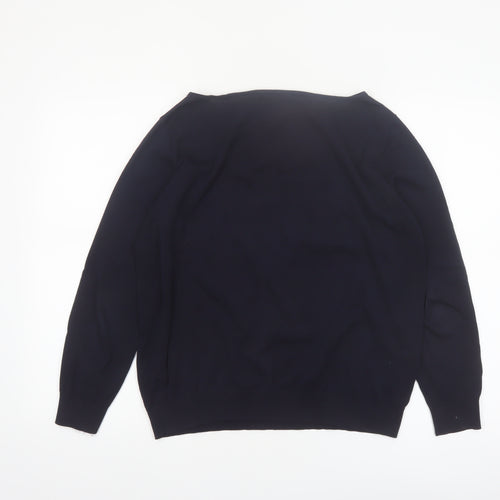 COS Womens Black Cotton Boat Neck Long Sleeve Pullover Jumper Size 12
