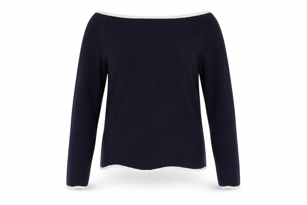 Warehouse Womens Blue Boat Neck Long Sleeve Knit Jumper Size 10