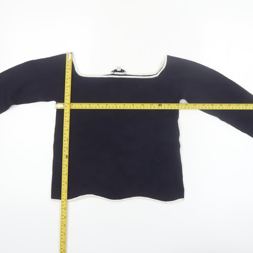 Warehouse Womens Blue Boat Neck Long Sleeve Knit Jumper Size 10