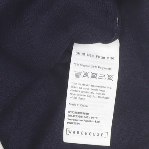 Warehouse Womens Blue Boat Neck Long Sleeve Knit Jumper Size 10