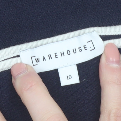Warehouse Womens Blue Boat Neck Long Sleeve Knit Jumper Size 10
