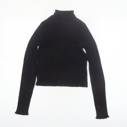 Pimkie Womens Black Slim Fit Mock Neck Long Sleeve Knit Jumper S