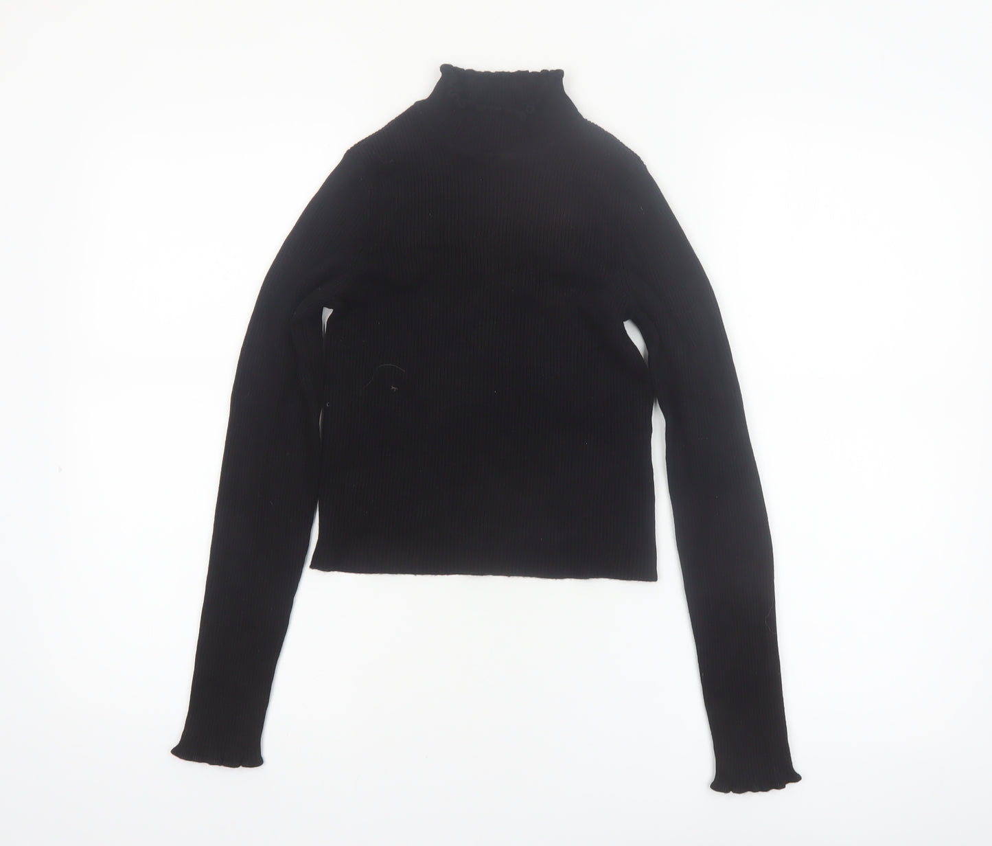 Pimkie Womens Black Slim Fit Mock Neck Long Sleeve Knit Jumper S