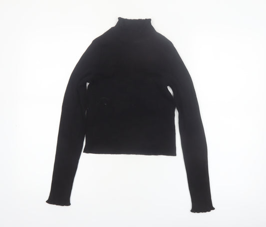 Pimkie Womens Black Slim Fit Mock Neck Long Sleeve Knit Jumper S