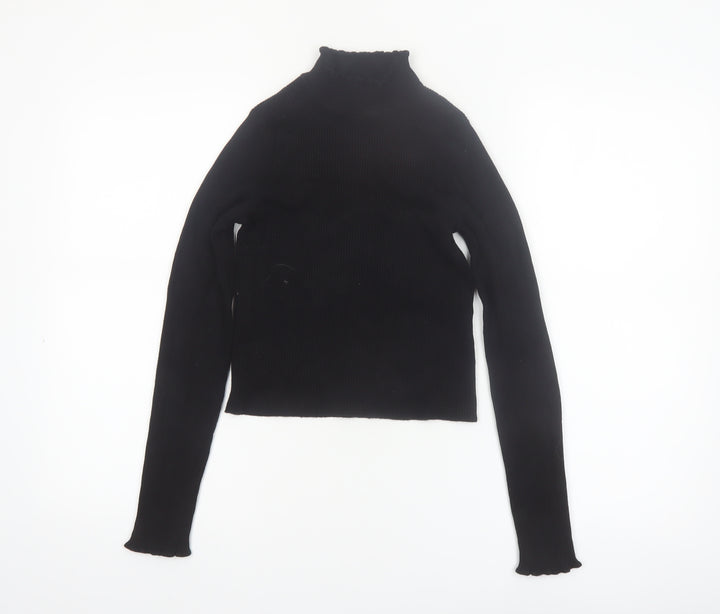 Pimkie Womens Black Slim Fit Mock Neck Long Sleeve Knit Jumper S
